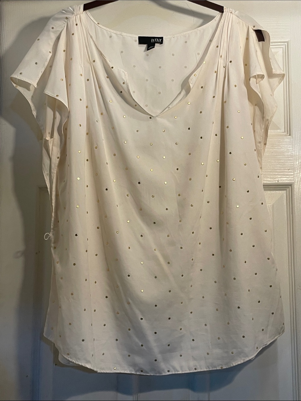 Nine West Cream Blouse with Gold Dot Detail